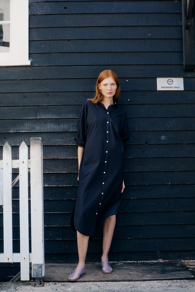 Chiara Shirt Dress Maxi - Black