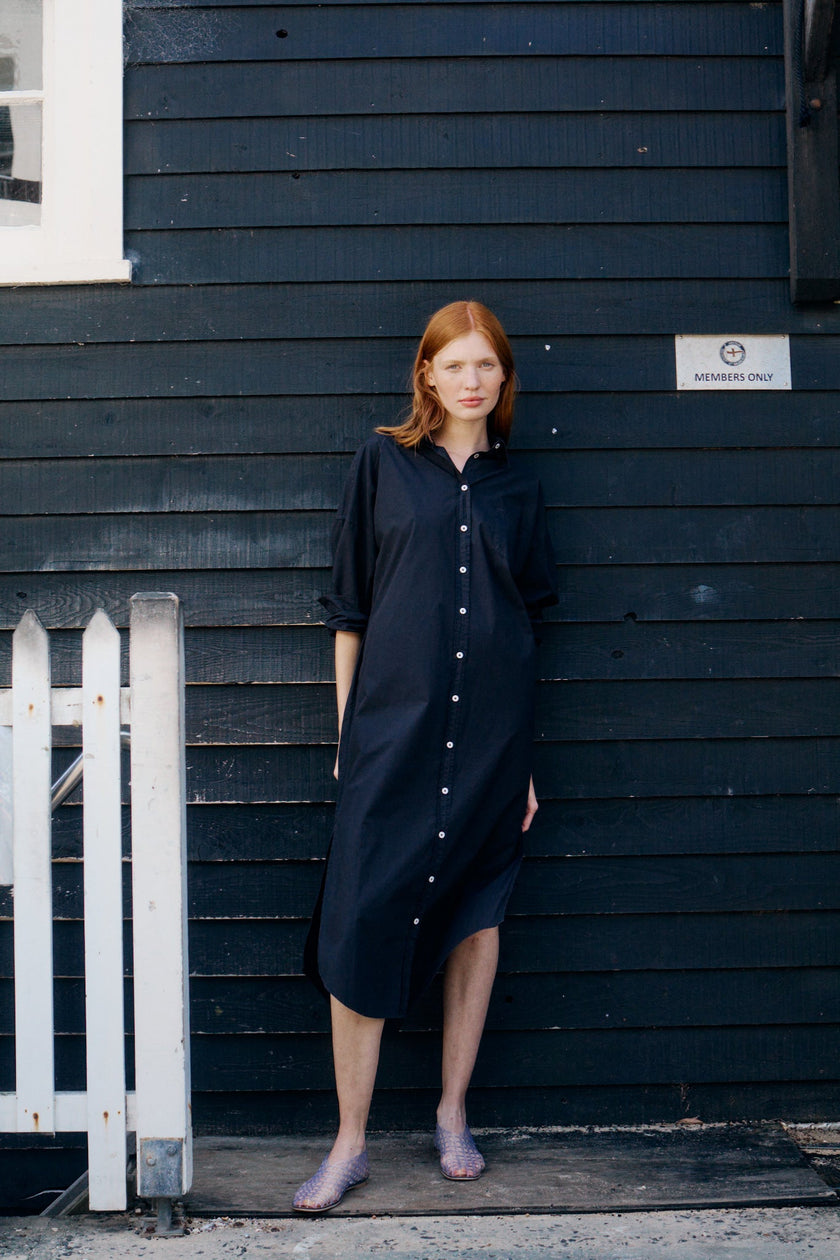 Chiara Shirt Dress Maxi - Black