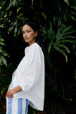 White cotton button-up shirt outfit inspiration for casual everyday styling
