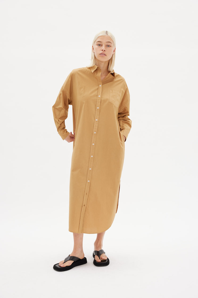 Chiara Shirt Dress Maxi - Toffee - Apparel