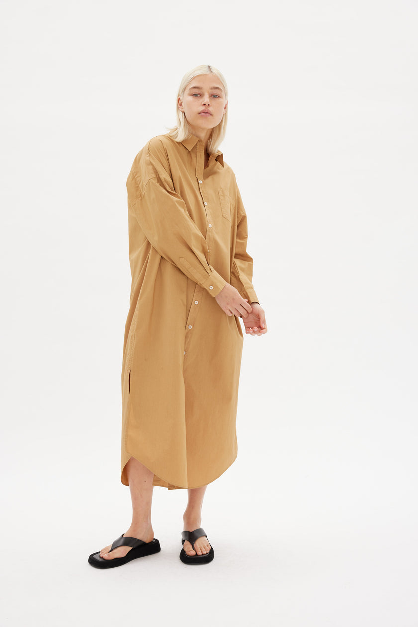 Chiara Shirt Dress Maxi - Toffee - Apparel