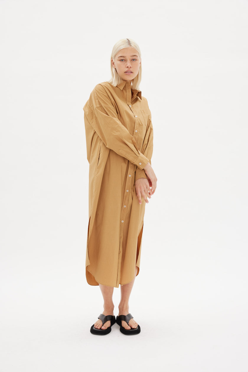 Chiara Shirt Dress Maxi - Toffee - Apparel
