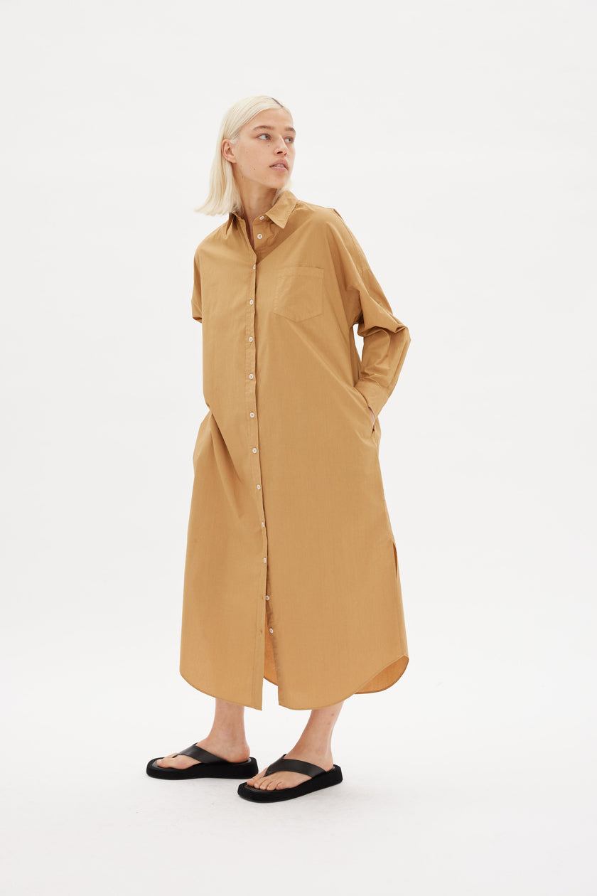 Chiara Shirt Dress Maxi - Toffee - Apparel