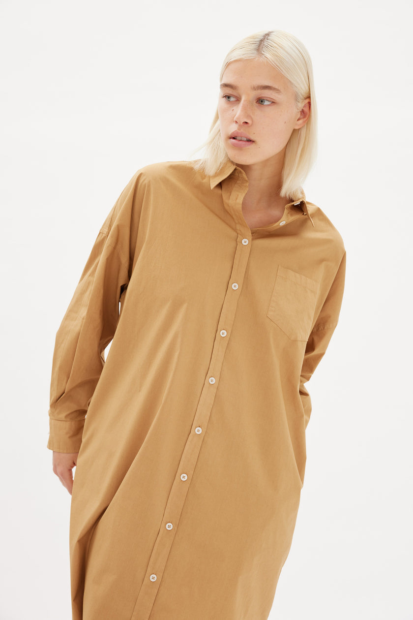 Chiara Shirt Dress Maxi - Toffee - Apparel