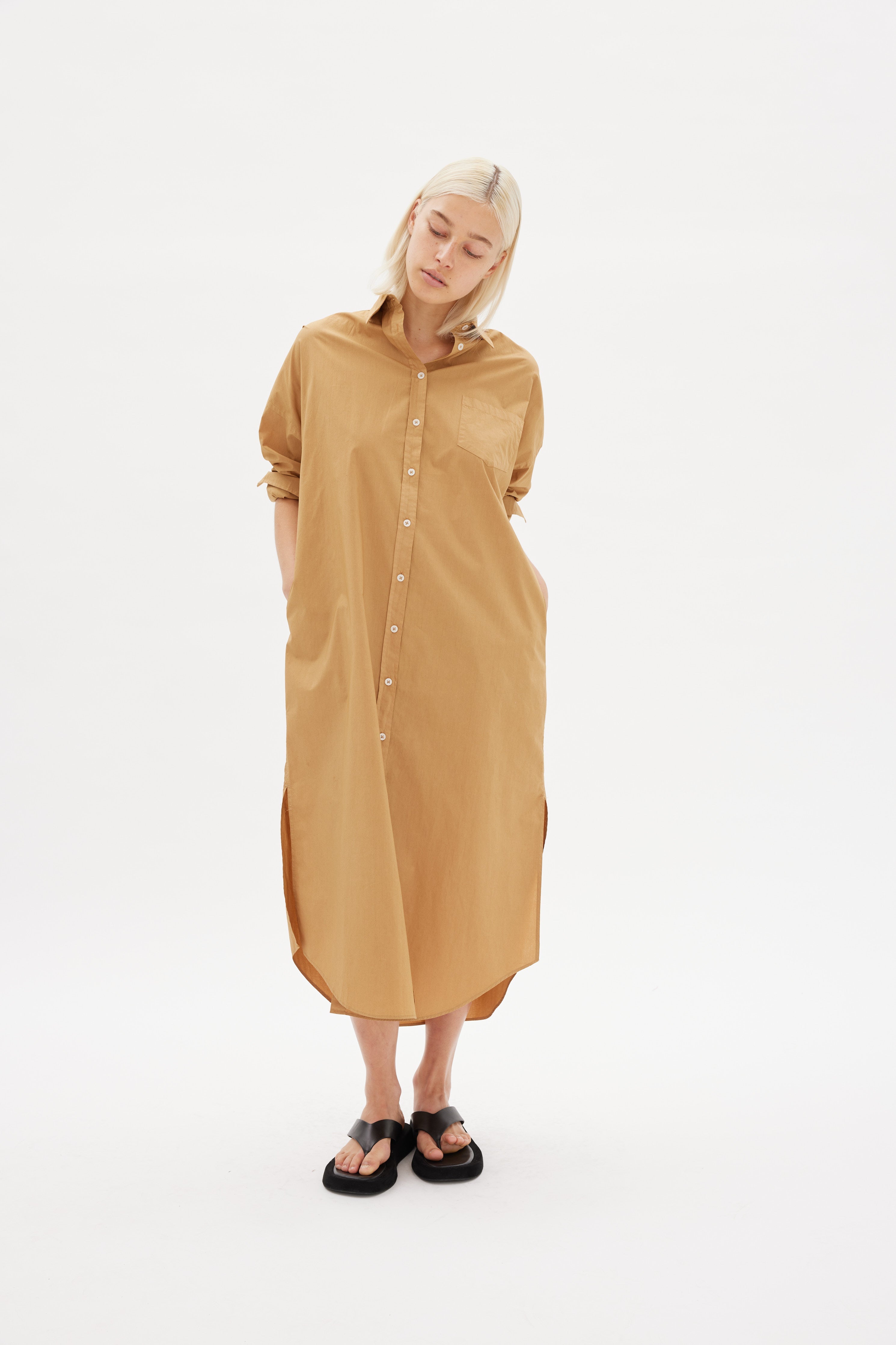 Chiara Shirt Dress Maxi - Toffee - Apparel