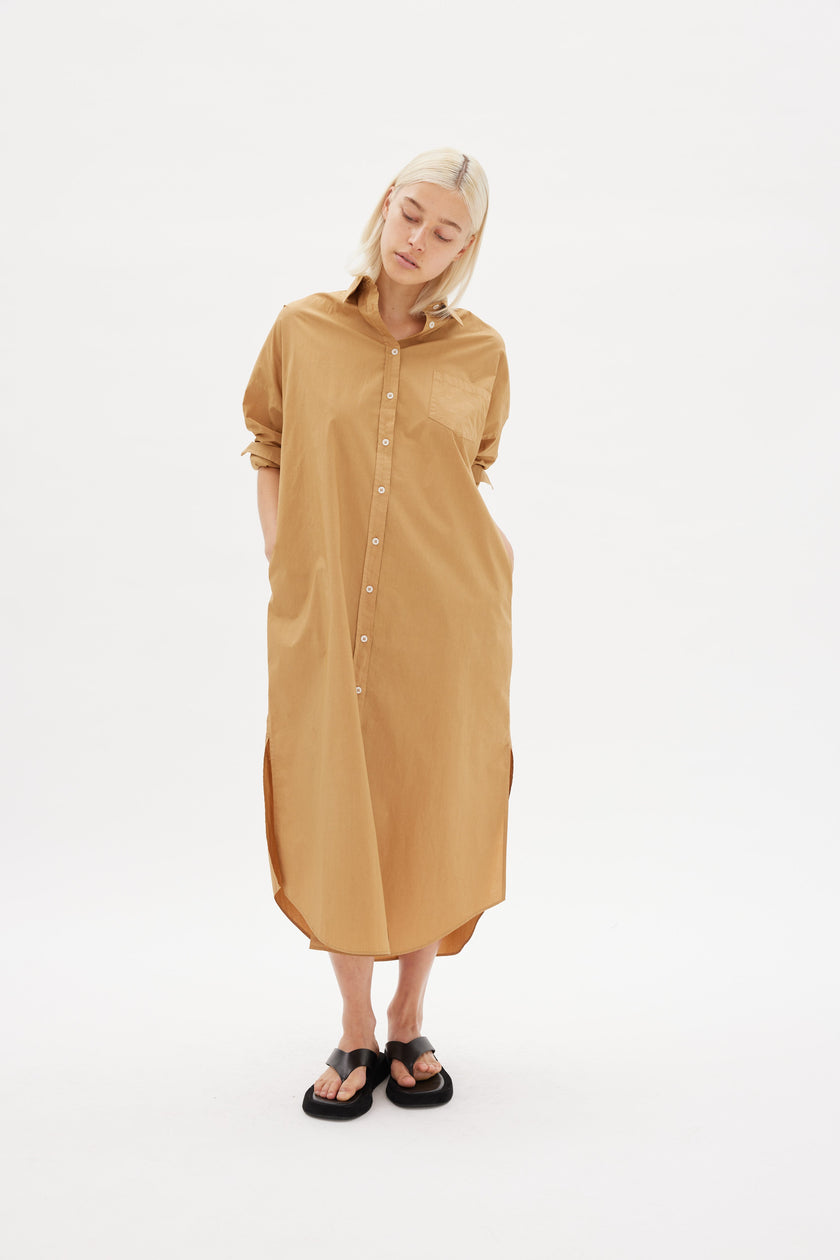 Chiara Shirt Dress Maxi - Toffee - Apparel
