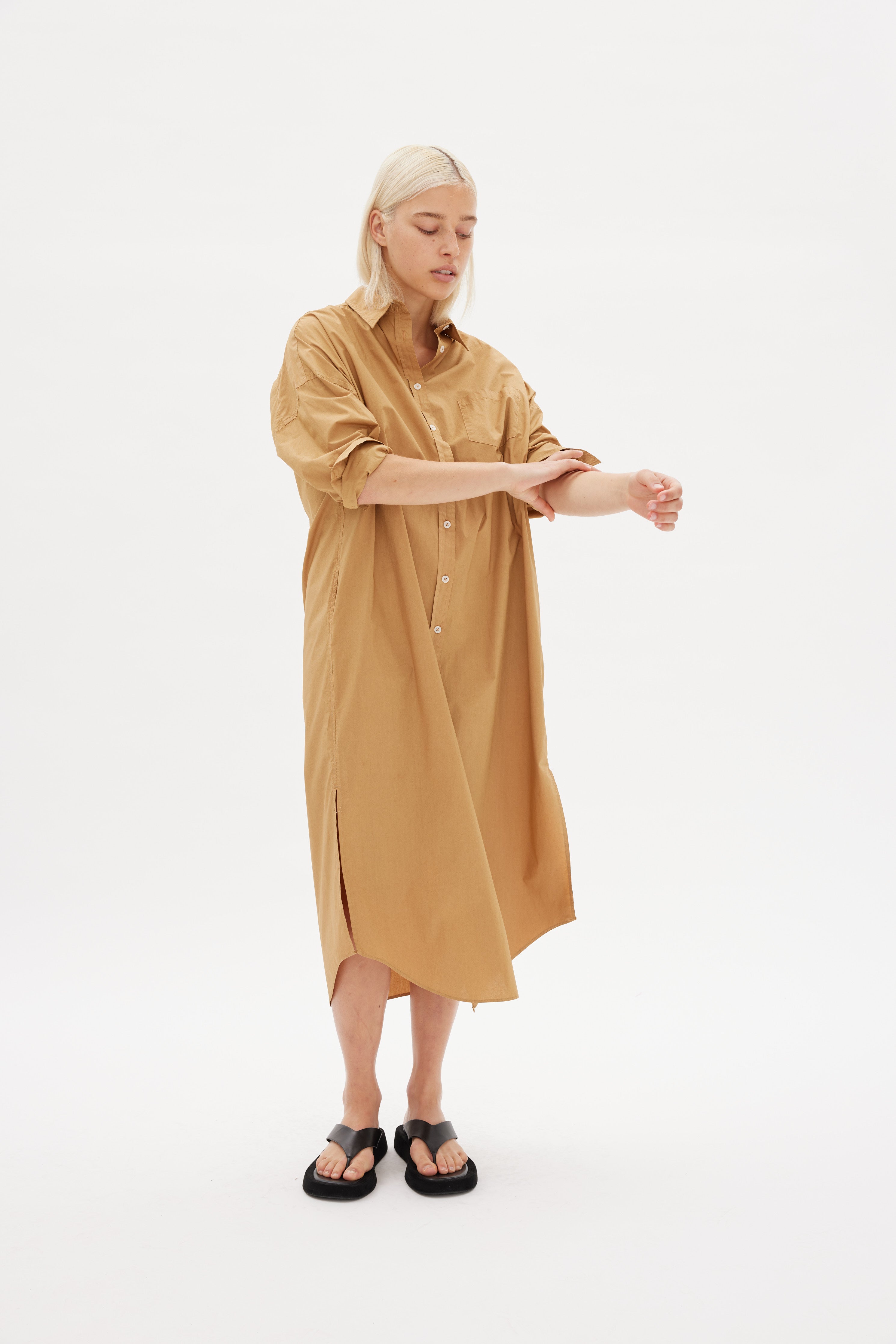 Chiara Shirt Dress Maxi - Toffee - Apparel