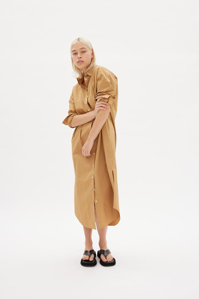 Chiara Shirt Dress Maxi - Toffee - Apparel