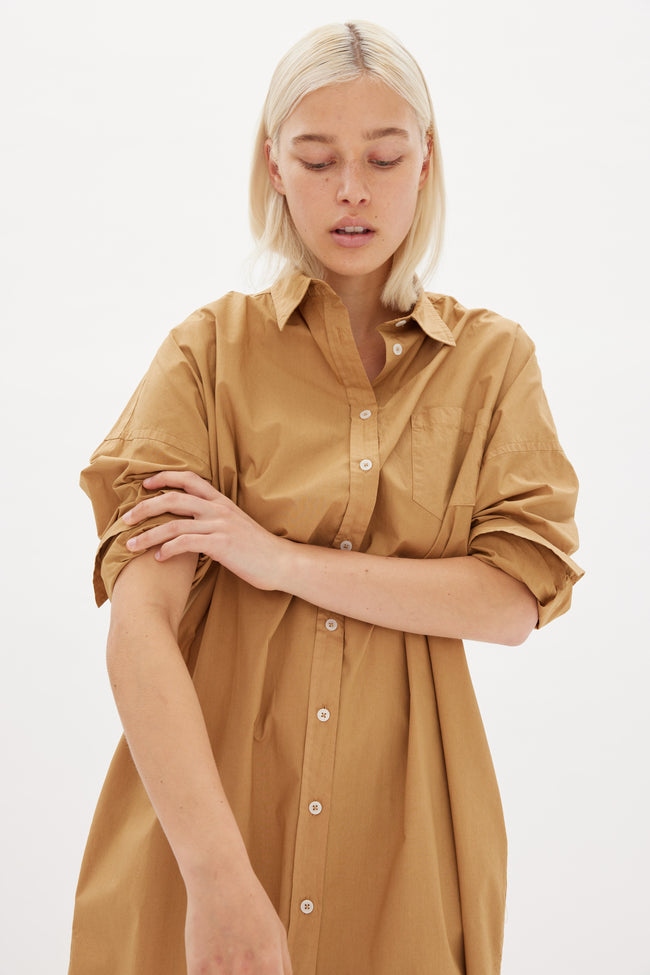 Chiara Shirt Dress Maxi - Toffee - Apparel