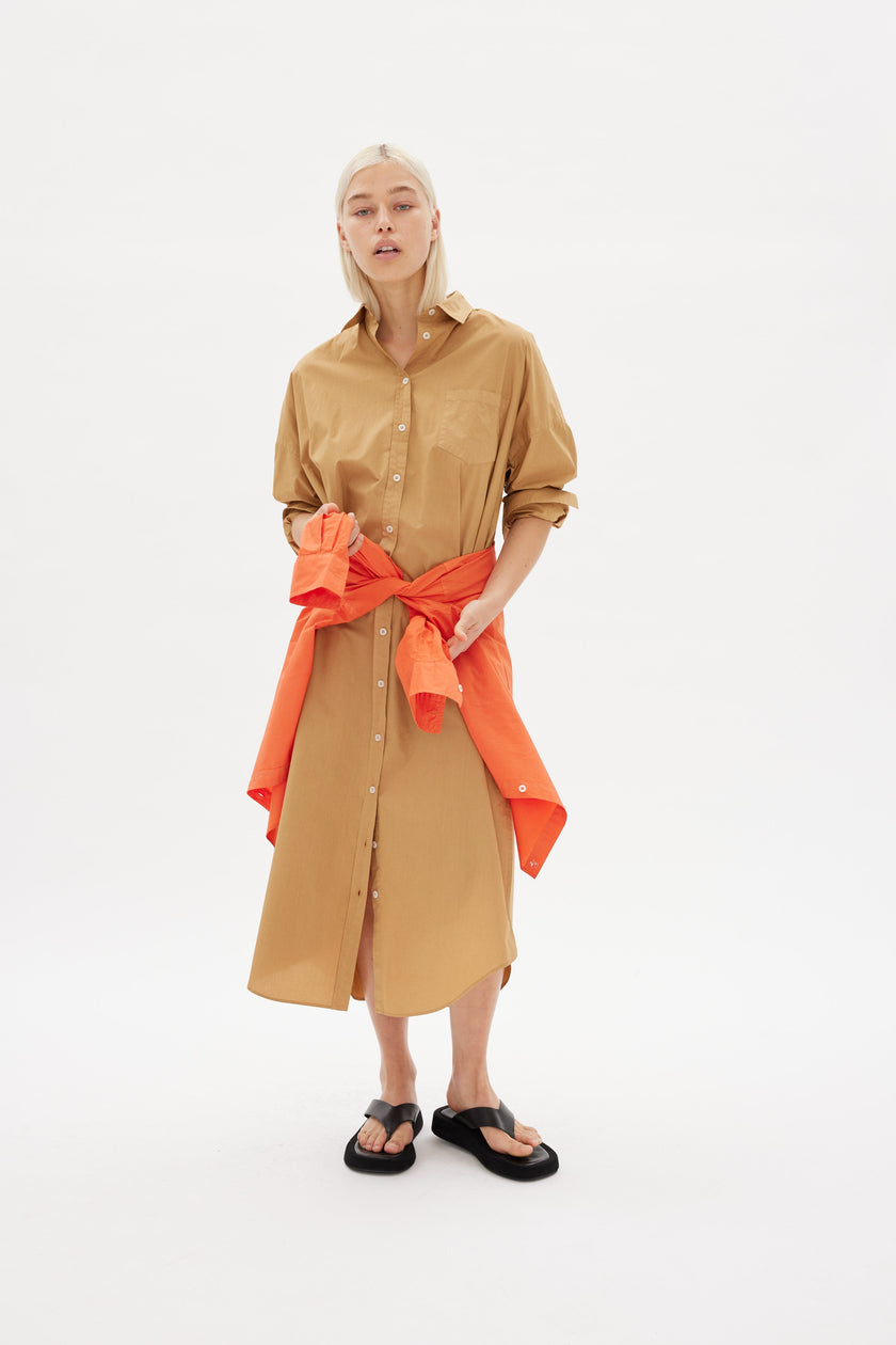 Chiara Shirt Dress Maxi - Toffee - Apparel