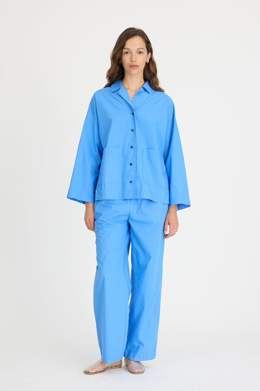 Lou Bowling Collar Shirt - Ink Blue