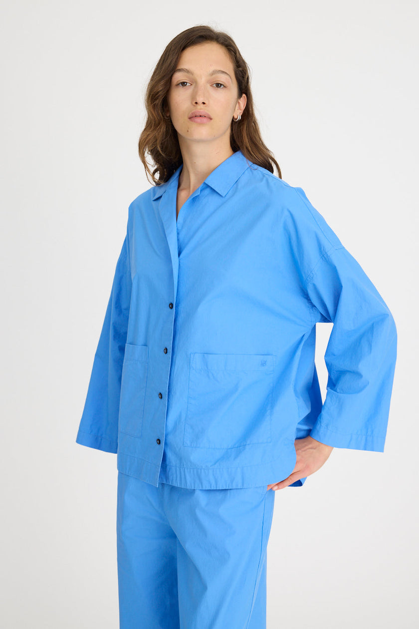 Lou Bowling Collar Shirt - Ink Blue