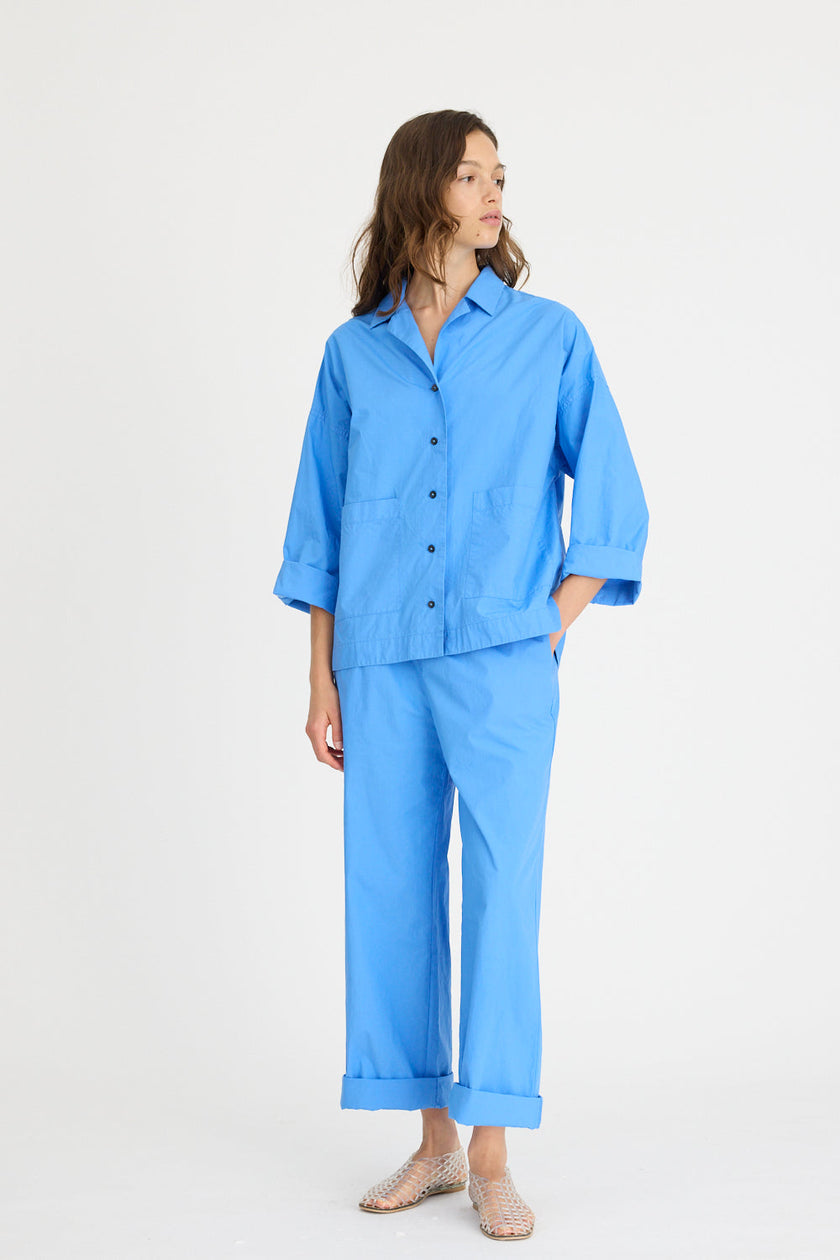 Lou Bowling Collar Shirt - Ink Blue