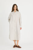 Chiara Maxi Shirt Dress - Vanilla, Machiatto, Ink Blue Stripe