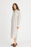Chiara Maxi Shirt Dress - Vanilla, Machiatto, Ink Blue Stripe