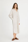 Chiara Maxi Shirt Dress - Vanilla, Machiatto, Ink Blue Stripe
