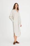 Chiara Maxi Shirt Dress - Vanilla, Machiatto, Ink Blue Stripe