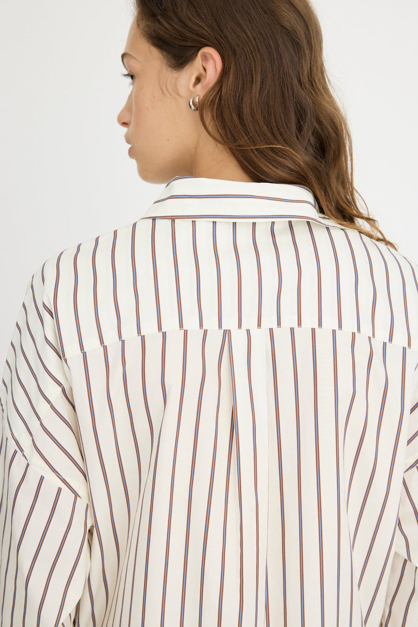 Chiara Maxi Shirt Dress - Vanilla, Machiatto, Ink Blue Stripe