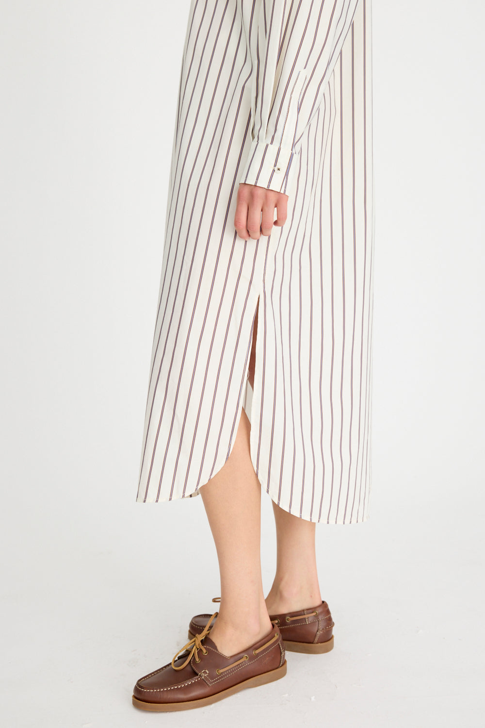 Chiara Maxi Shirt Dress - Vanilla, Machiatto, Ink Blue Stripe