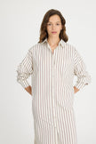 Chiara Maxi Shirt Dress - Vanilla, Machiatto, Ink Blue Stripe
