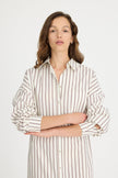 Chiara Maxi Shirt Dress - Vanilla, Machiatto, Ink Blue Stripe