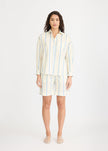 Chiara Long Sleeve Shirt Double Pinstripe - Ink Blue/Ivory