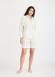 Chiara Long Sleeve Shirt Double Pinstripe - Ink Blue/Ivory