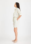 Chiara Long Sleeve Shirt Double Pinstripe - Ink Blue/Ivory