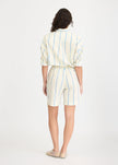 Chiara Long Sleeve Shirt Double Pinstripe - Ink Blue/Ivory