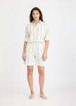 Chiara Long Sleeve Shirt Double Pinstripe - Ink Blue/Ivory