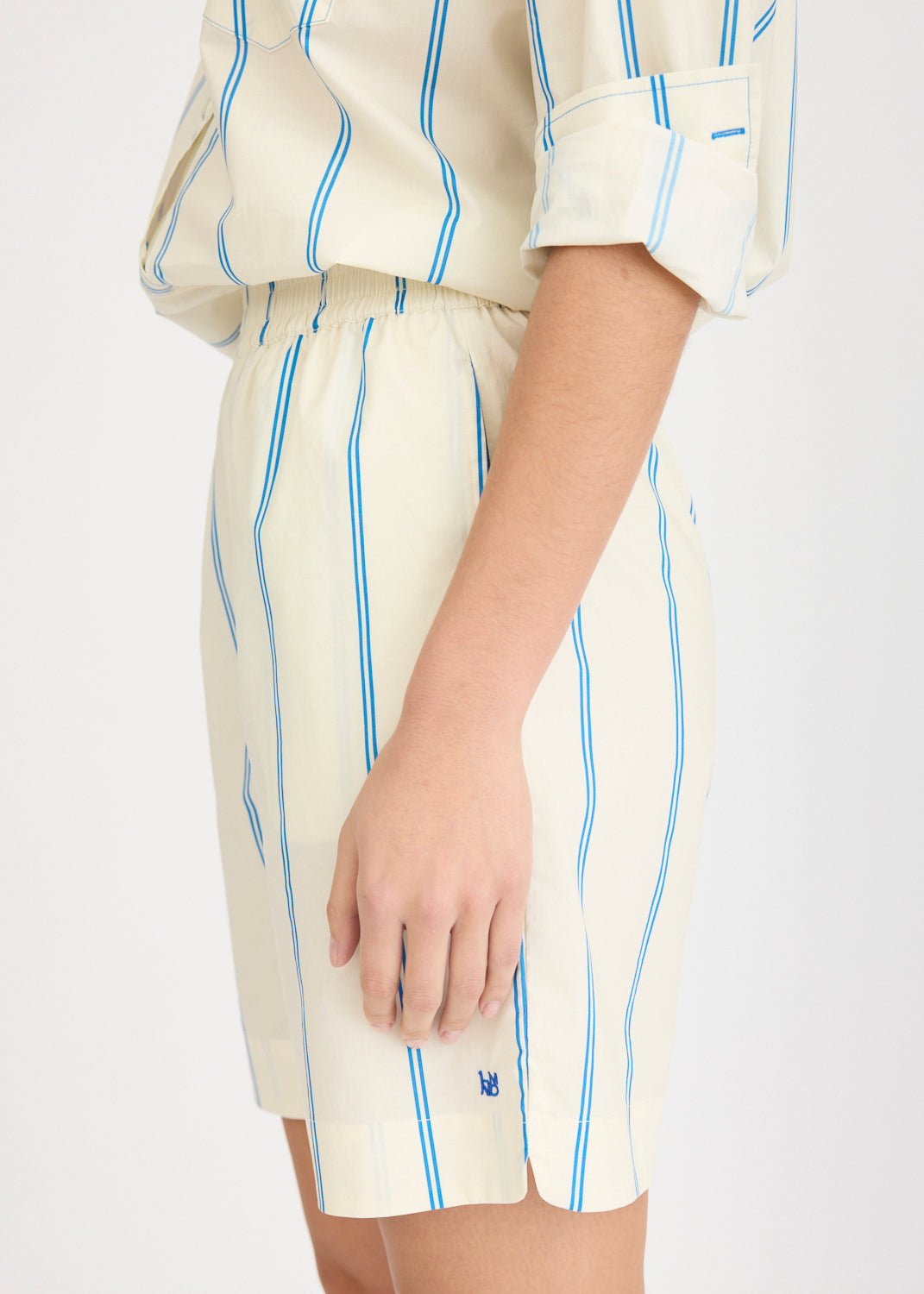 Chiara Long Sleeve Shirt Double Pinstripe - Ink Blue/Ivory