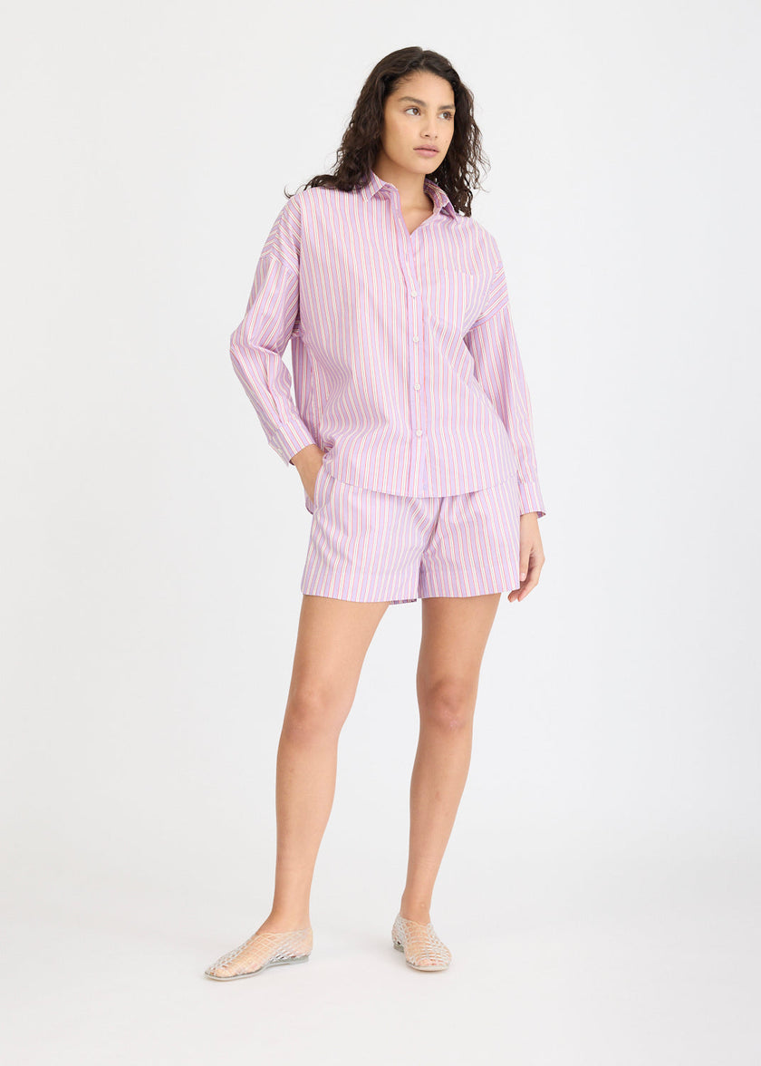Chiara Long Sleeve Shirt Stripe - Viola/True Red/Cherry