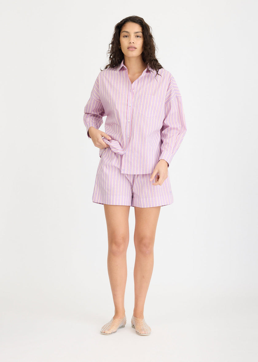 Chiara Long Sleeve Shirt Stripe - Viola/True Red/Cherry
