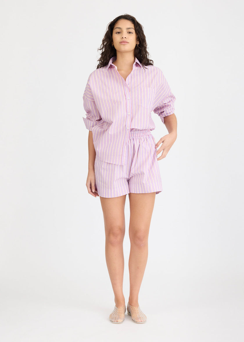 Chiara Long Sleeve Shirt Stripe - Viola/True Red/Cherry