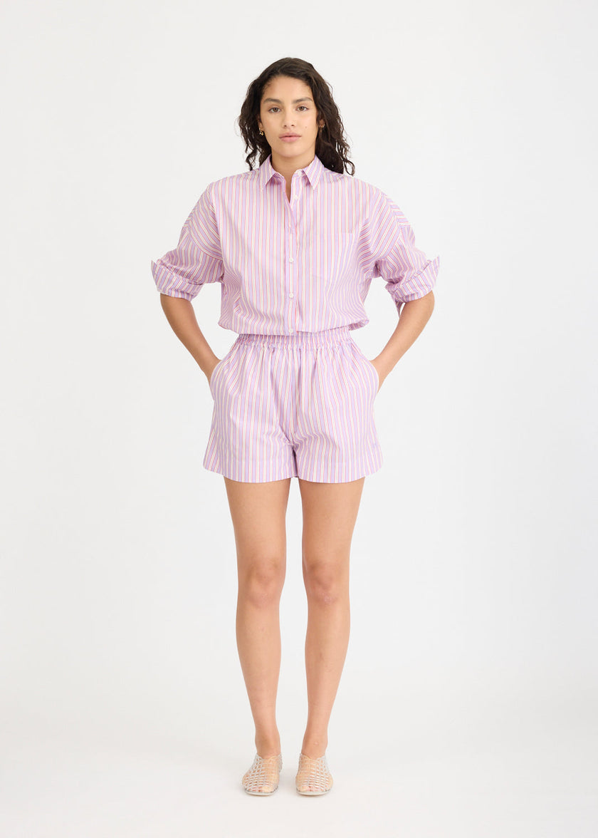 Chiara Long Sleeve Shirt Stripe - Viola/True Red/Cherry