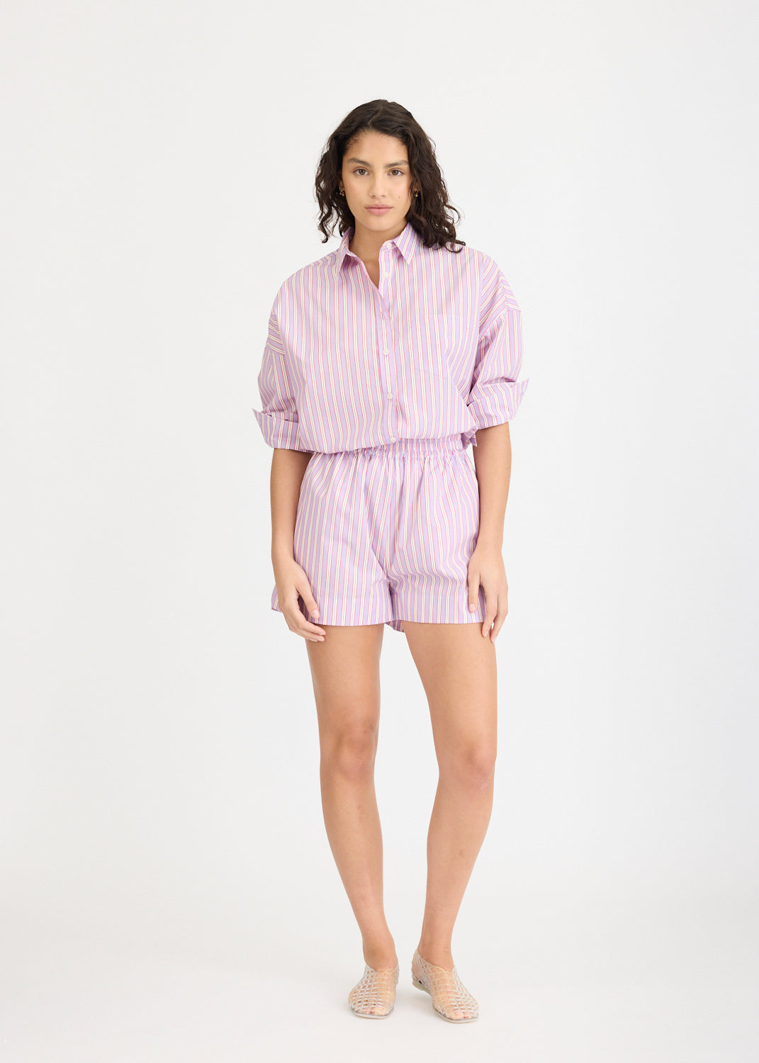 Chiara Long Sleeve Shirt Stripe - Viola/True Red/Cherry