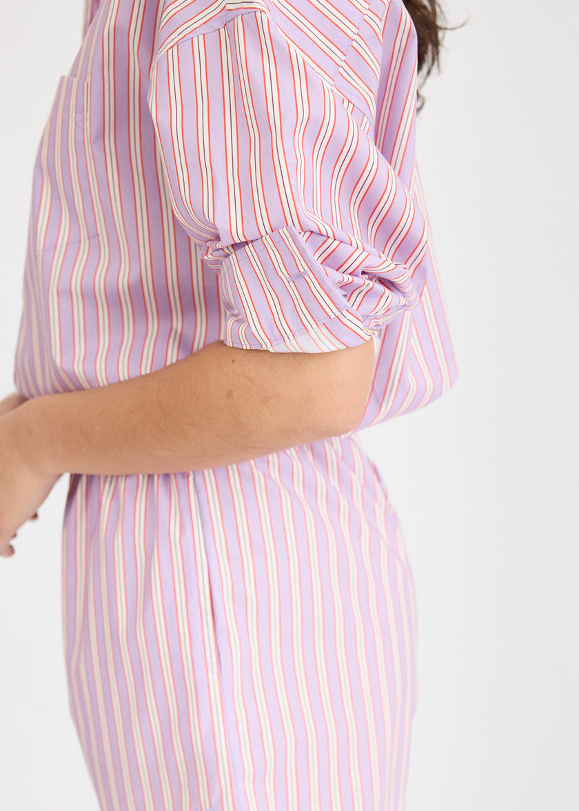 Chiara Long Sleeve Shirt Stripe - Viola/True Red/Cherry