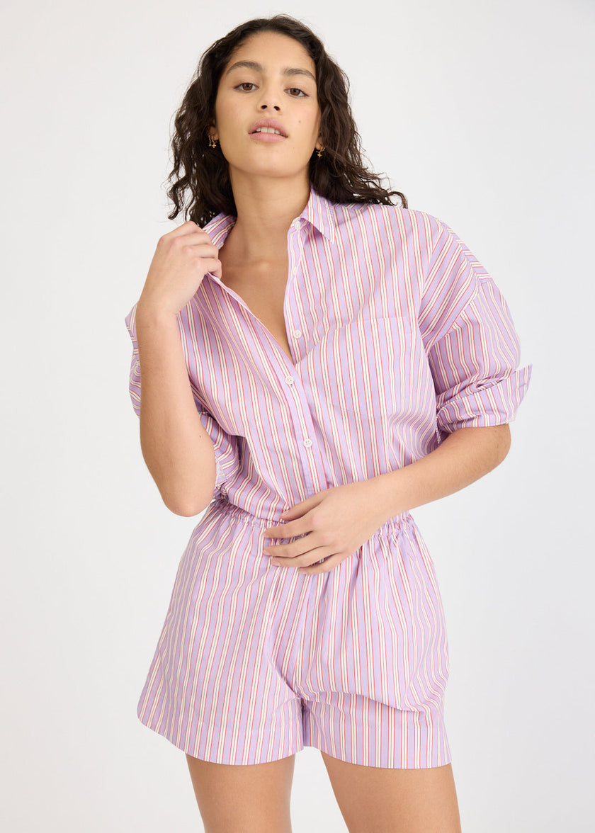 Chiara Long Sleeve Shirt Stripe - Viola/True Red/Cherry