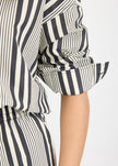 Chiara Mid Length Shorts - Black and White Stripe