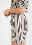 Chiara Mid Length Shorts - Black and White Stripe