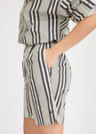 Chiara Mid Length Shorts - Black and White Stripe
