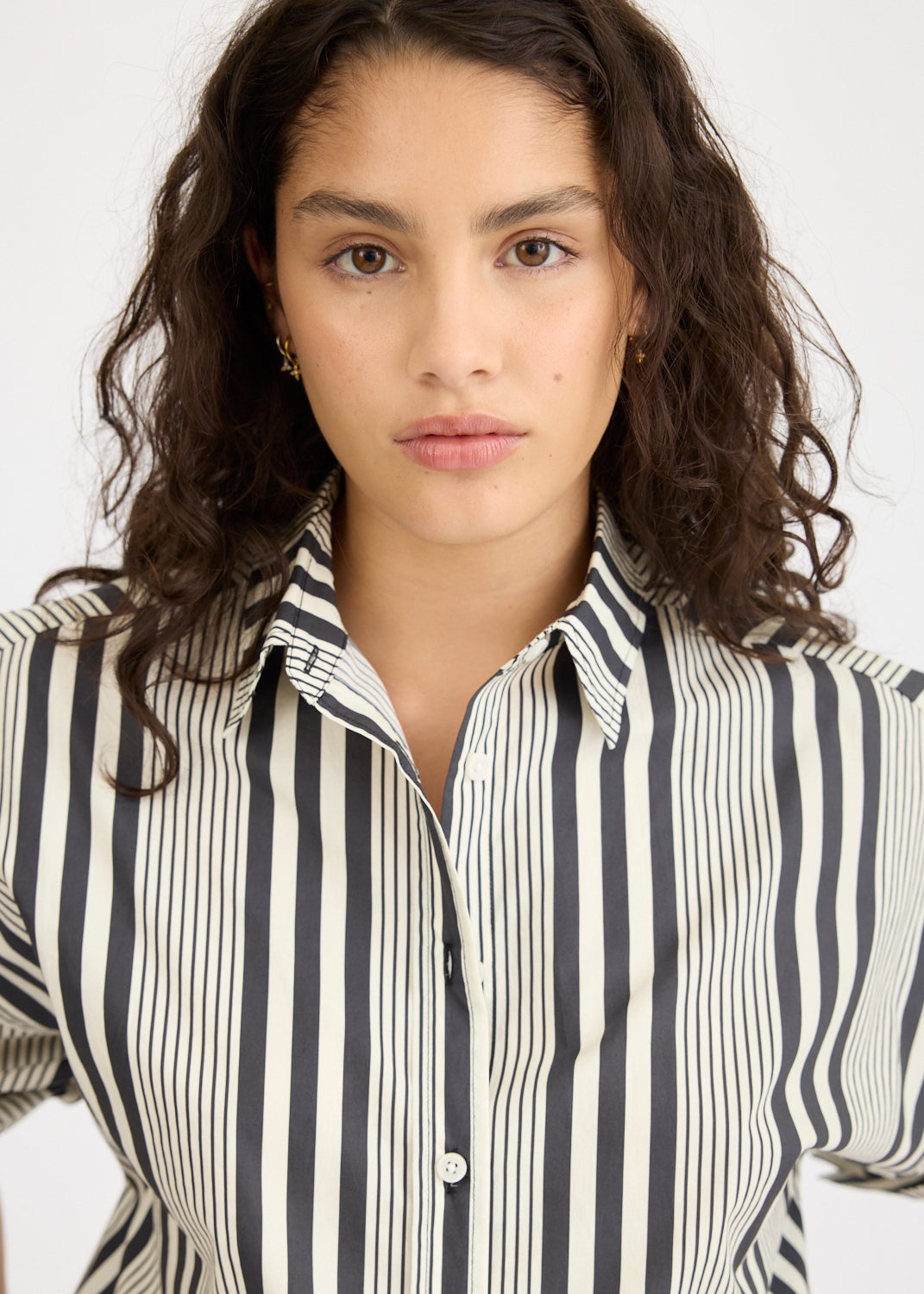 Chiara Mid Length Shorts - Black and White Stripe