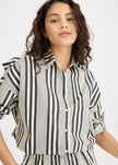 Chiara Open Yoke Shirt - Black and White Stripe