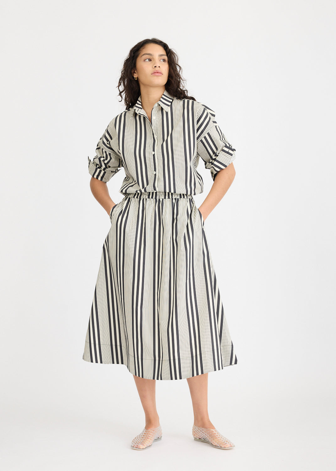 Chiara Skirt Stripe - Black/Ivory