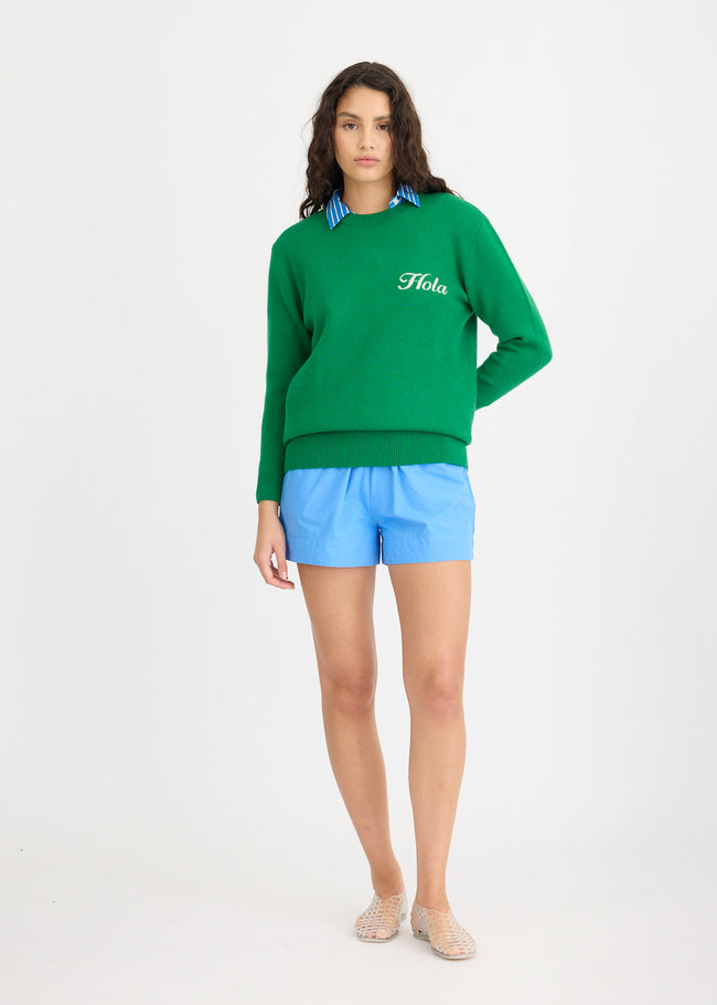 Hola Knit Jumper - Green Hills + Ivory Hola