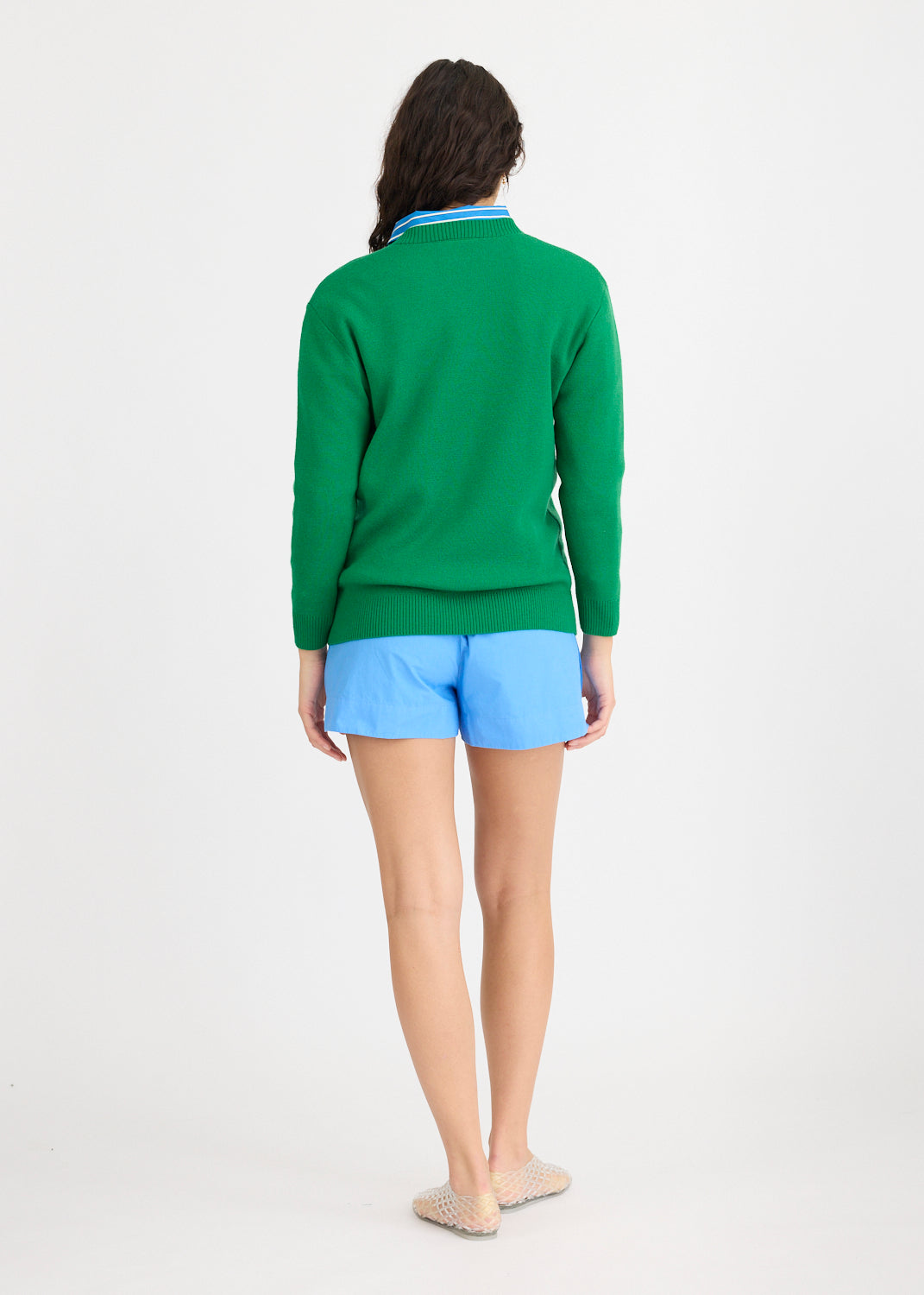 Hola Knit Jumper - Green Hills + Ivory Hola