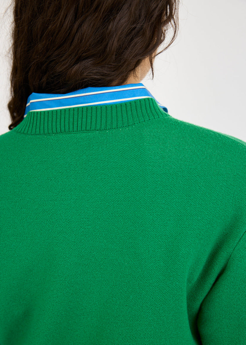 Hola Knit Jumper - Green Hills + Ivory Hola