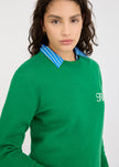 Hola Knit Jumper - Green Hills + Ivory Hola
