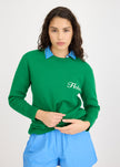 Hola Knit Jumper - Green Hills + Ivory Hola