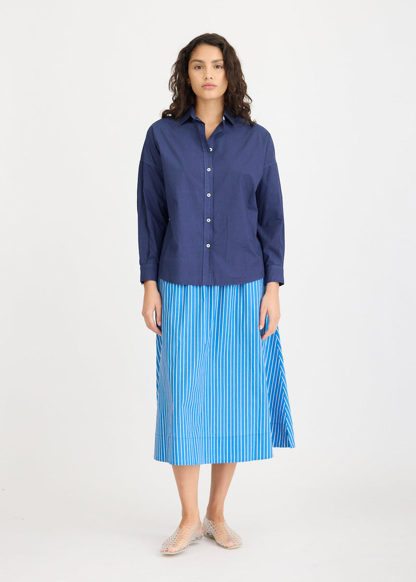 Chiara Long Sleeve Shirt - Backless - Navy